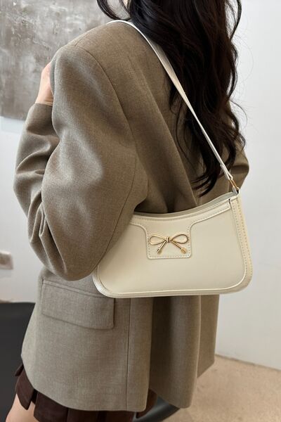 Bow Trim PU Leather Shoulder Bag - Munsieur