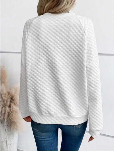 Notched Long Sleeve Sweatshirt for Effortless Style - Munsieur