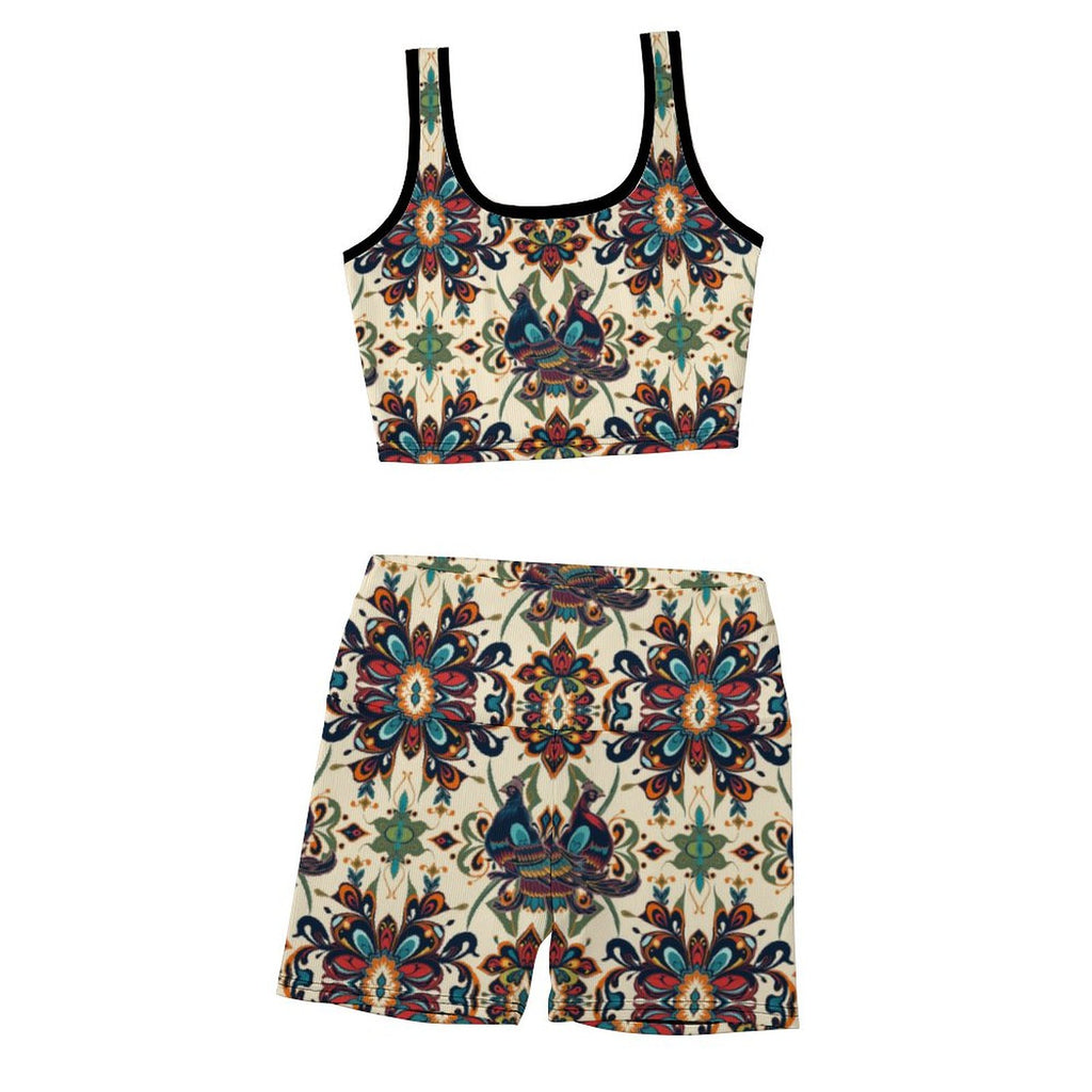 Custom Printed Patterned Ribbed Yoga Sets