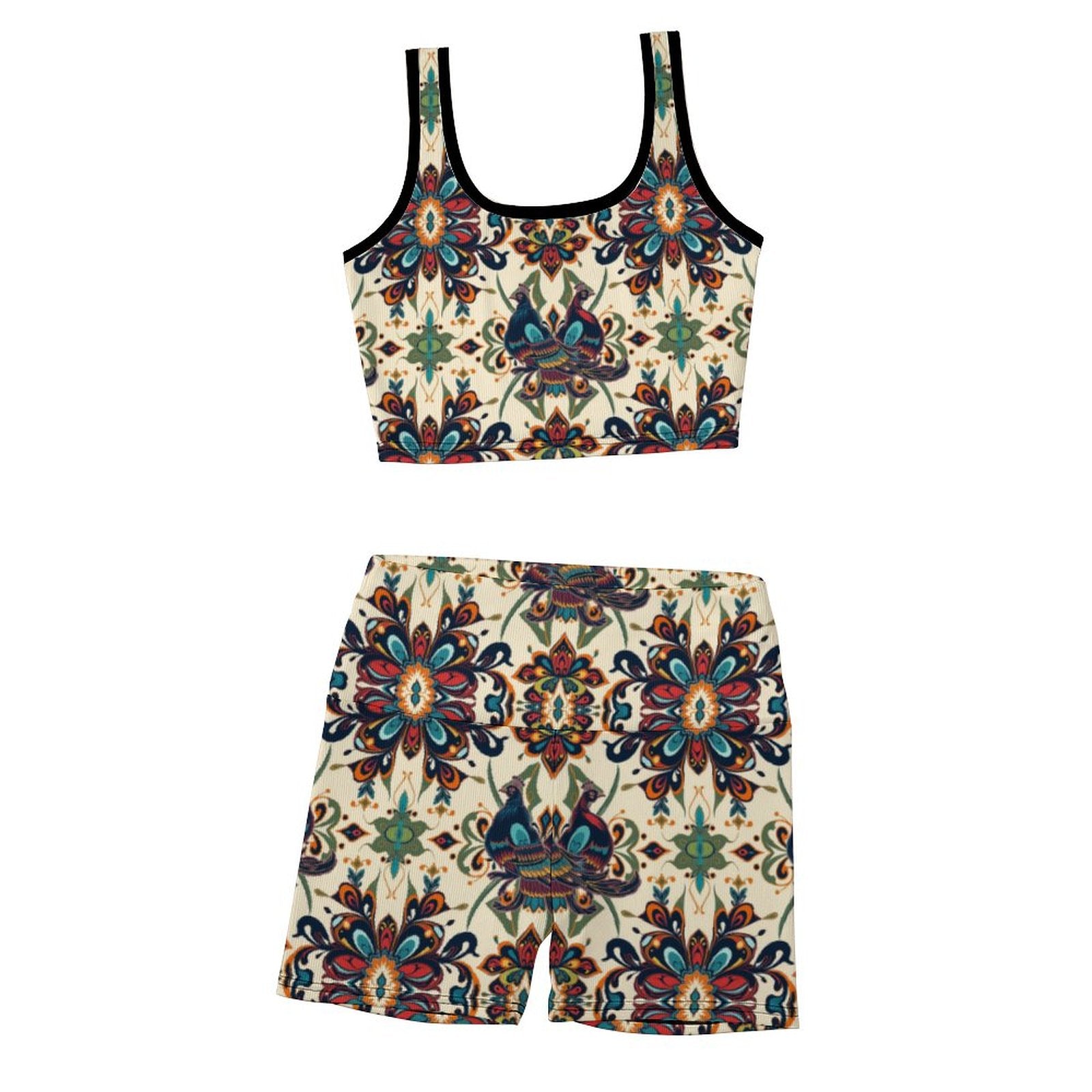 Custom Printed Patterned Ribbed Yoga Sets