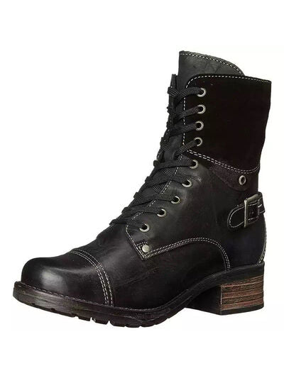 Lace-Up Block Heel Boots - Munsieur