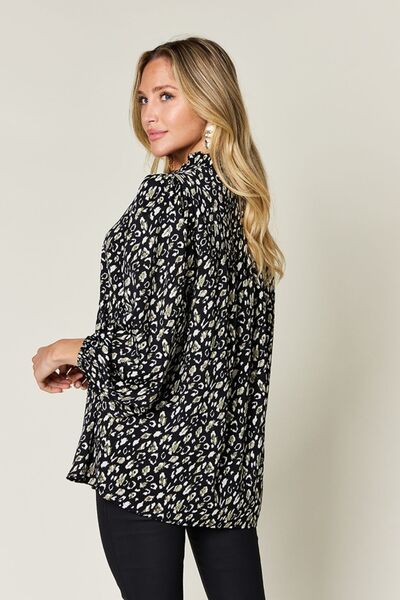 Double Take Full Size Leopard Long Sleeve Blouse - Munsieur