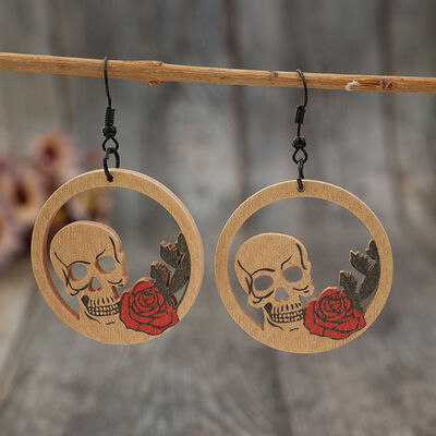 Wooden Cutout Skeleton Earrings - Munsieur