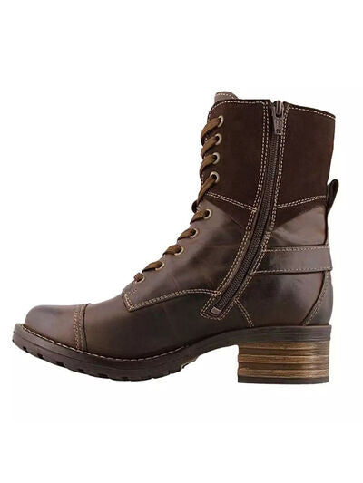 Lace-Up Block Heel Boots - Munsieur