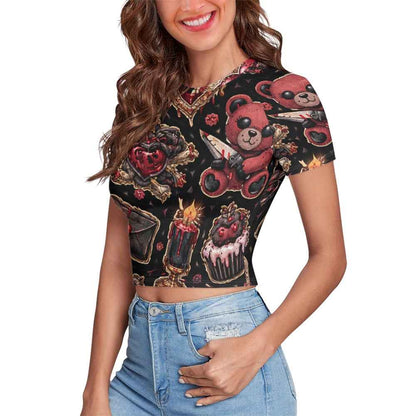 Tight cropped navel-baring T-shirt
