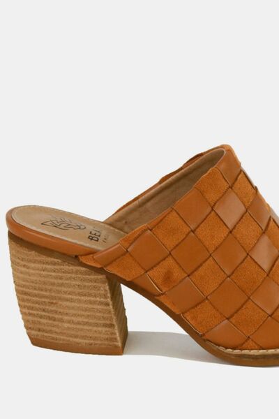 Munsieur Beast Fashion Woven Checkerboard Block Heel Mules - Munsieur