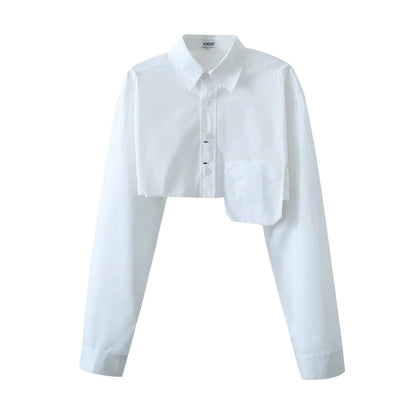 Waist-exposed Long-sleeved Blouse