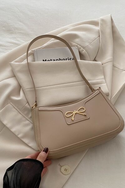 Bow Trim PU Leather Shoulder Bag - Munsieur