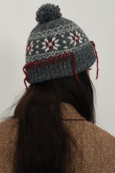 Seam Trim Geometric Knit Hat - Munsieur
