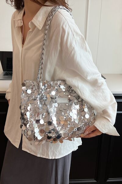 Sequin Braided Strap Shoulder Bag - Munsieur