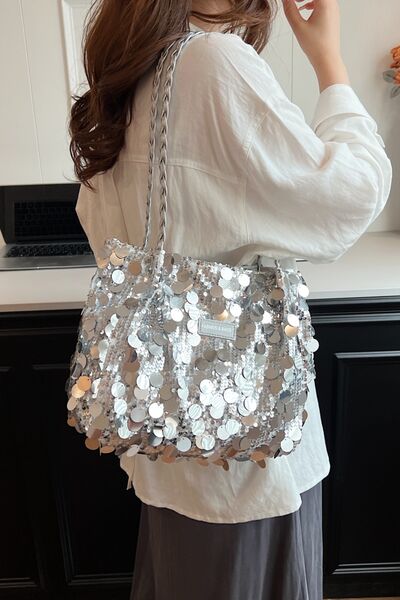 Sequin Braided Strap Shoulder Bag - Munsieur