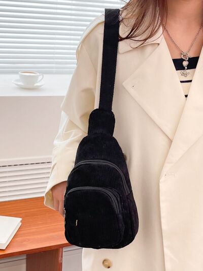 Corduroy Solid Color Crossbody Bag - Munsieur
