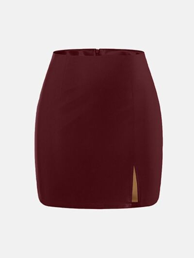 Slit Mini Skirt with Zipper - Munsieur