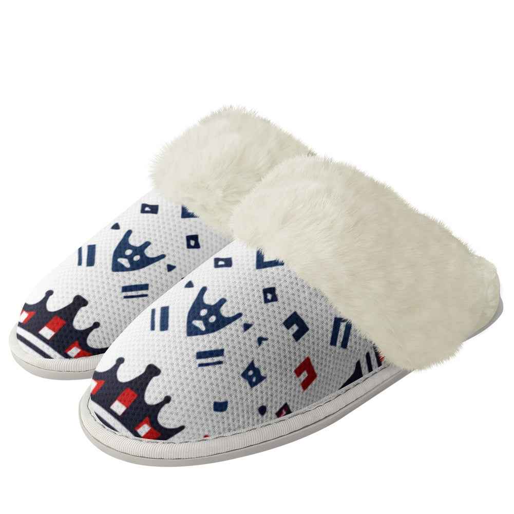 Cotton slippers with fur edges