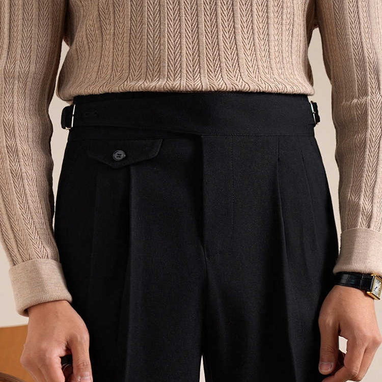 Men's Double Pleated Straight Business Casual loose fitting Pants - Munsieur