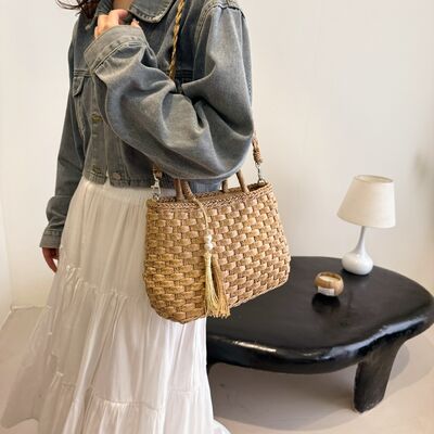 Braided Strap Paper Weave Shoulder Bag - Munsieur