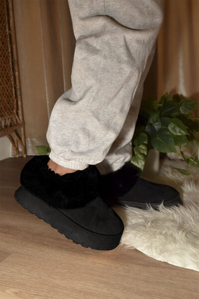 WILD DIVA Faux-Fur Platform Slip On Booties - Munsieur