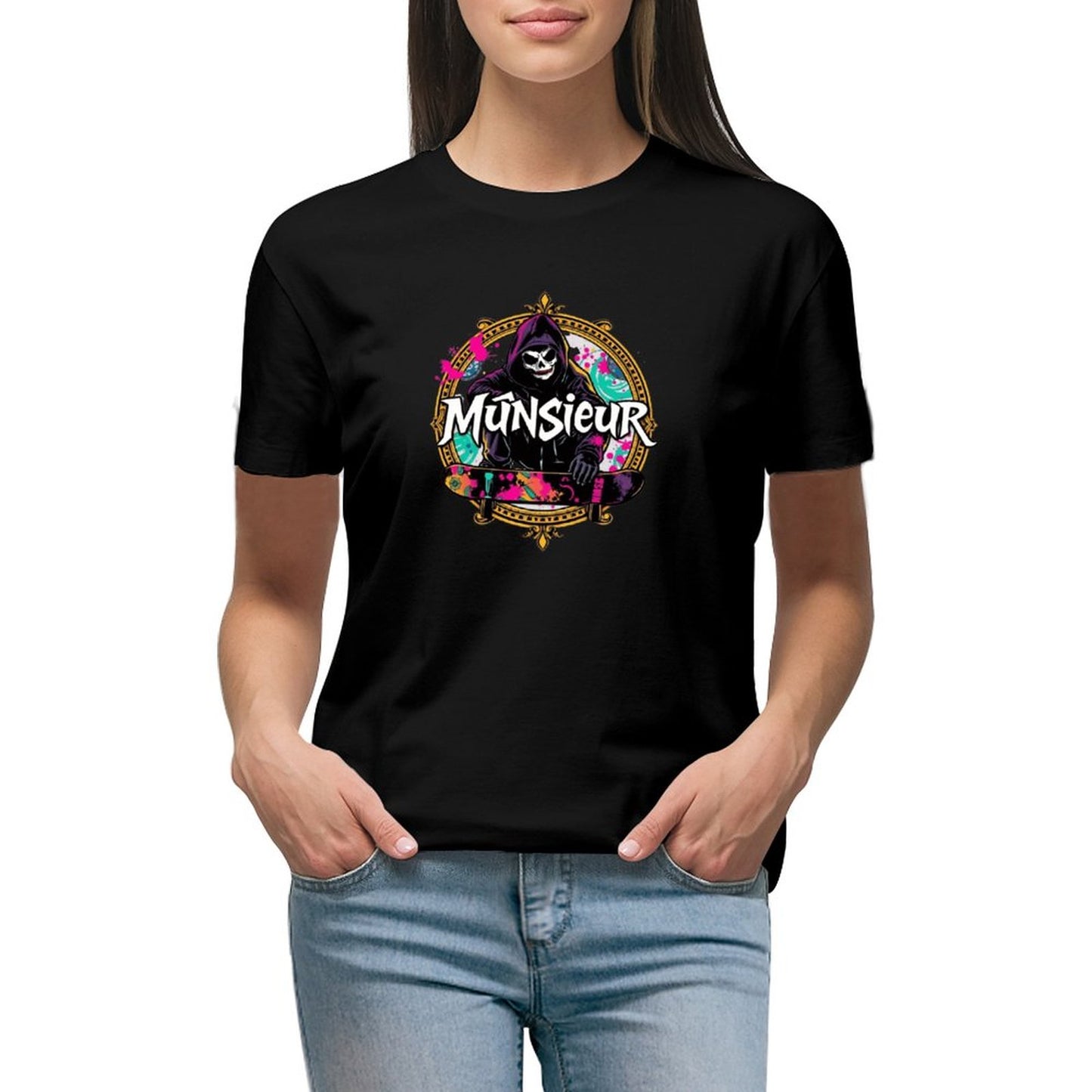 Women's T-shirt Munsieur Brand Streetwear Skater Design Skateboarding