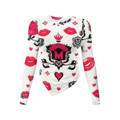 Long-sleeved round neck irregular slim fit bottoming shirt