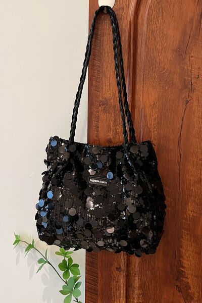 Sequin Braided Strap Shoulder Bag - Munsieur