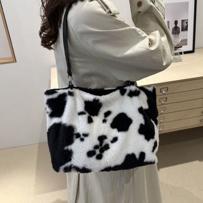 Cow Print Furry Tote Bag - Munsieur