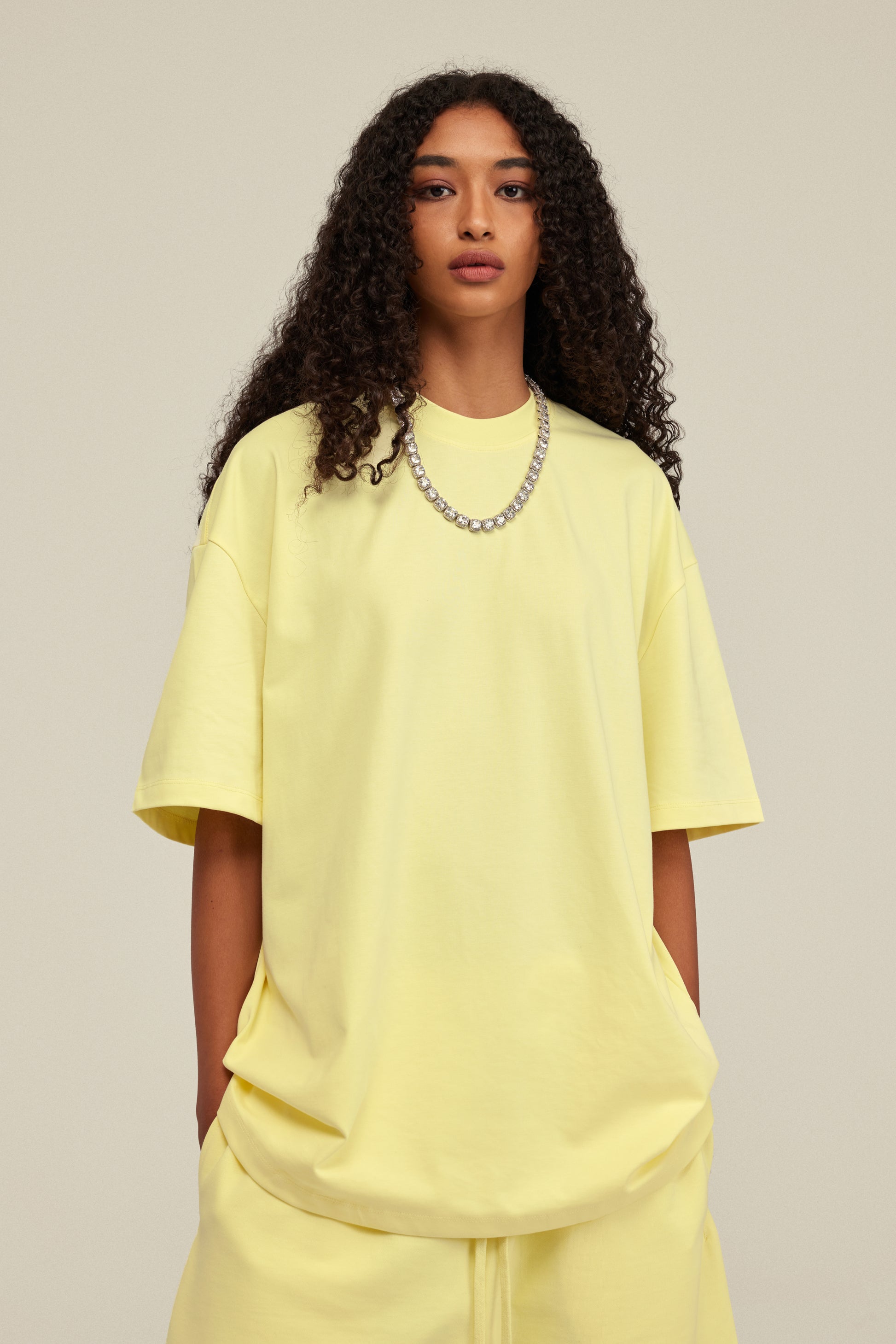 305GSM Unisex FOG Earth-Tone 20-Color Drop-Shoulder T-shirt Yellow