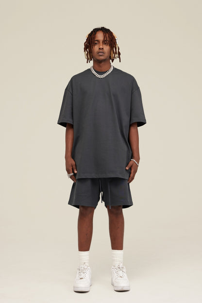 305GSM Unisex FOG Earth-Tone 20-Color Drop-Shoulder T-shirt Dark gray