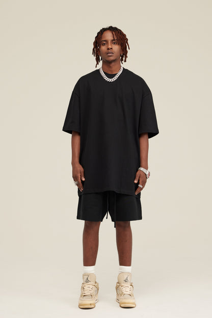305GSM Unisex FOG Earth-Tone 20-Color Drop-Shoulder T-shirt Black