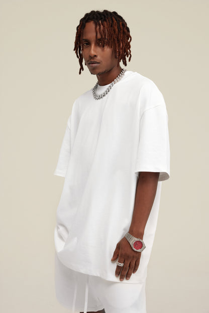 305GSM Unisex FOG Earth-Tone 20-Color Drop-Shoulder T-shirt White