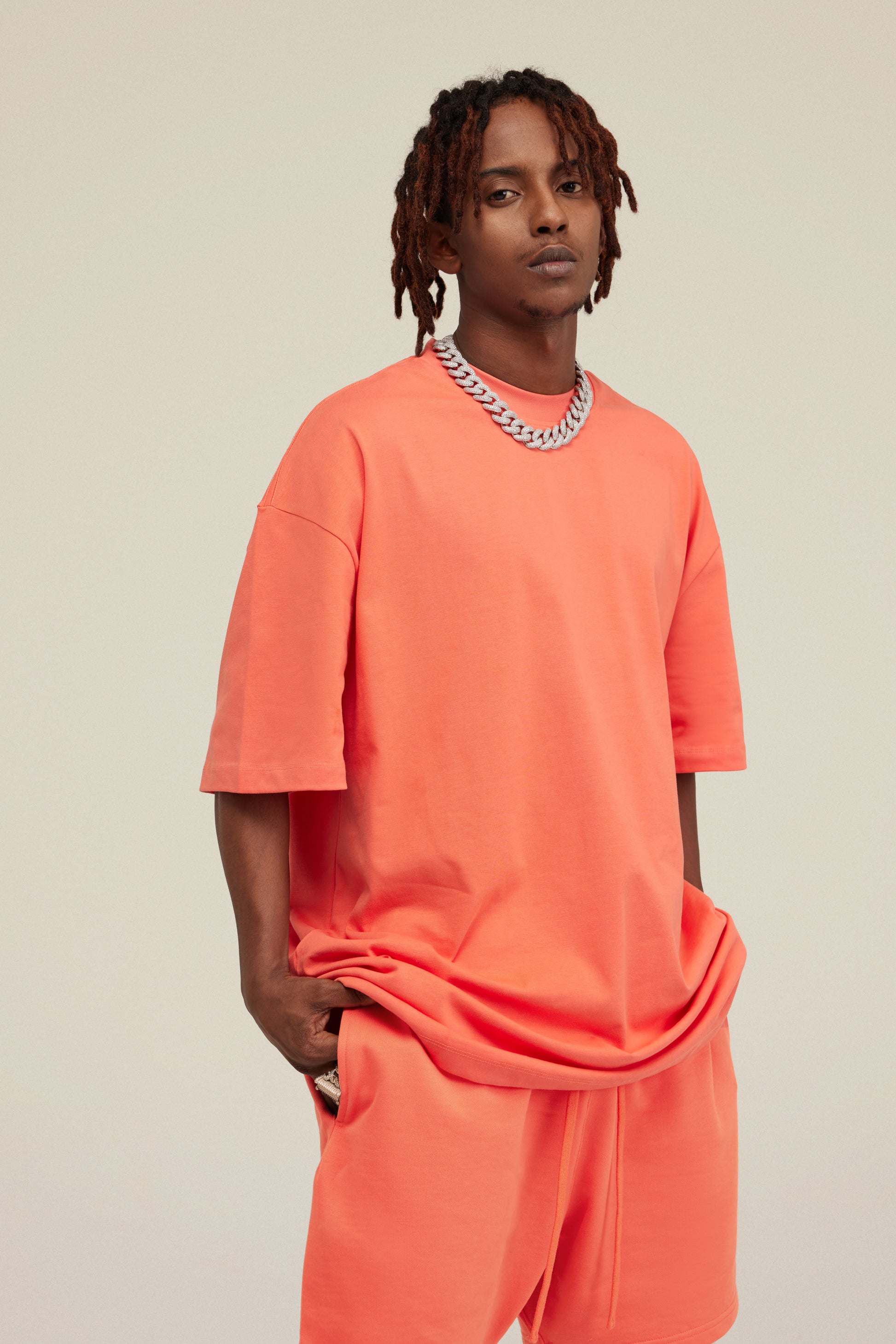 305GSM Unisex FOG Earth-Tone 20-Color Drop-Shoulder T-shirt Orange