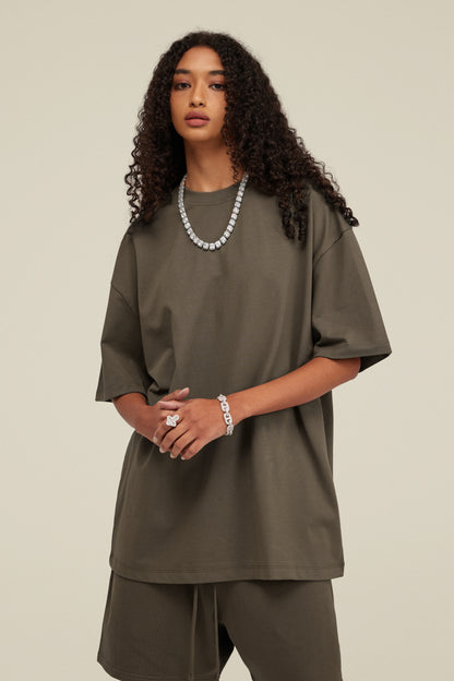 305GSM Unisex FOG Earth-Tone 20-Color Drop-Shoulder T-shirt Brown