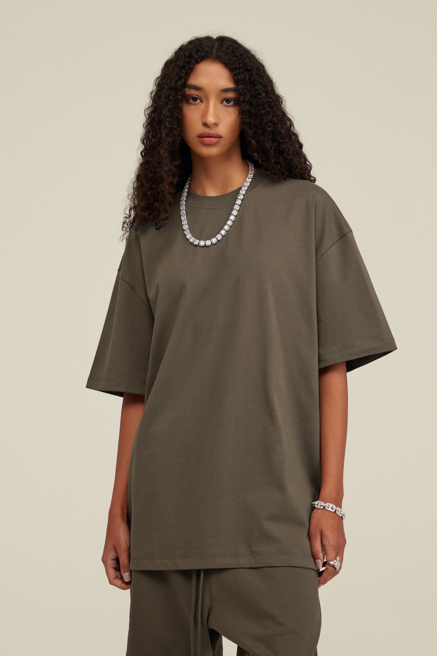 305GSM Unisex FOG Earth-Tone 20-Color Drop-Shoulder T-shirt Brown