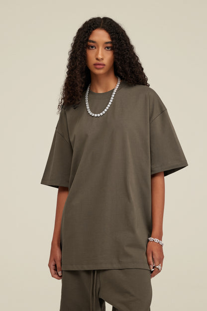 305GSM Unisex FOG Earth-Tone 20-Color Drop-Shoulder T-shirt Brown