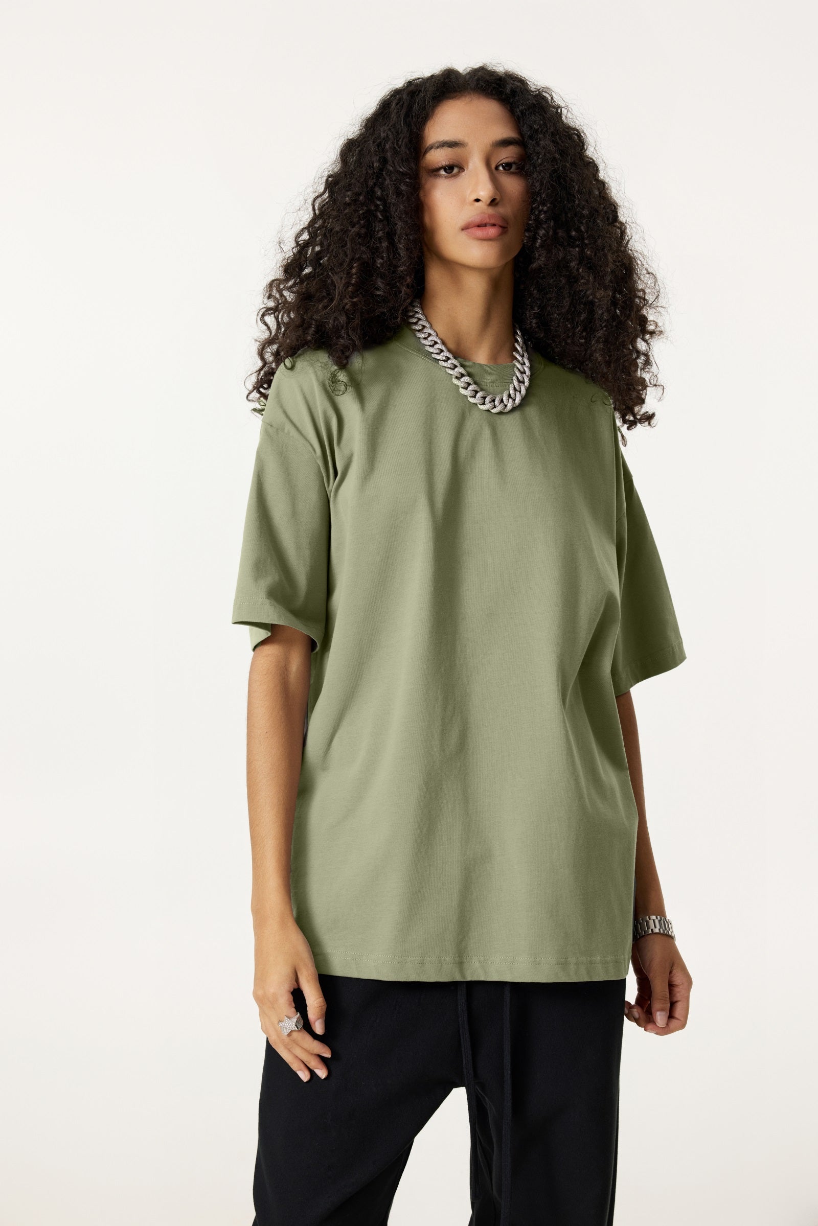 235GSM Women's 30-Color 4-Way Stretch Low-Shrink T-shirt Green