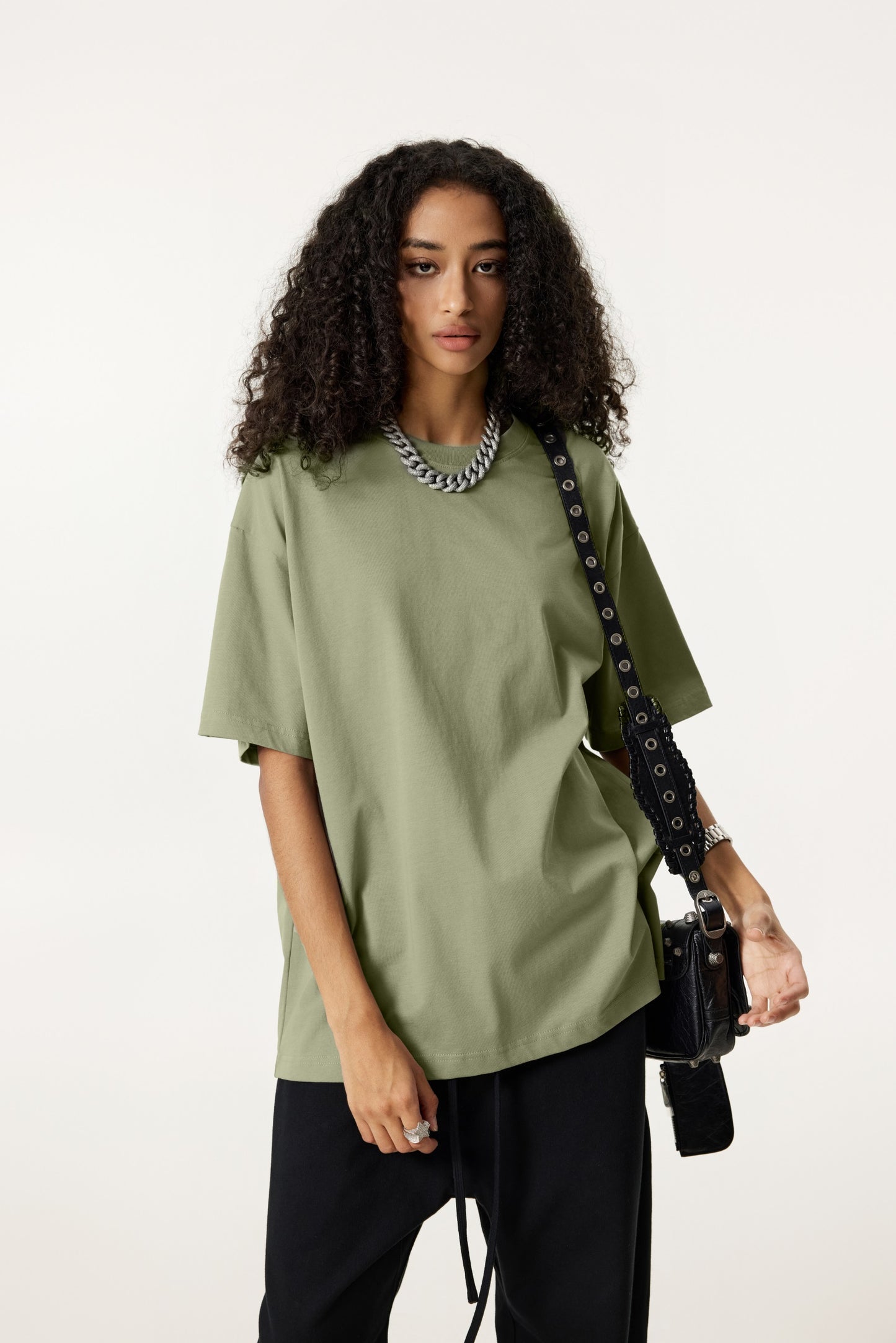 235GSM Women's 30-Color 4-Way Stretch Low-Shrink T-shirt Green