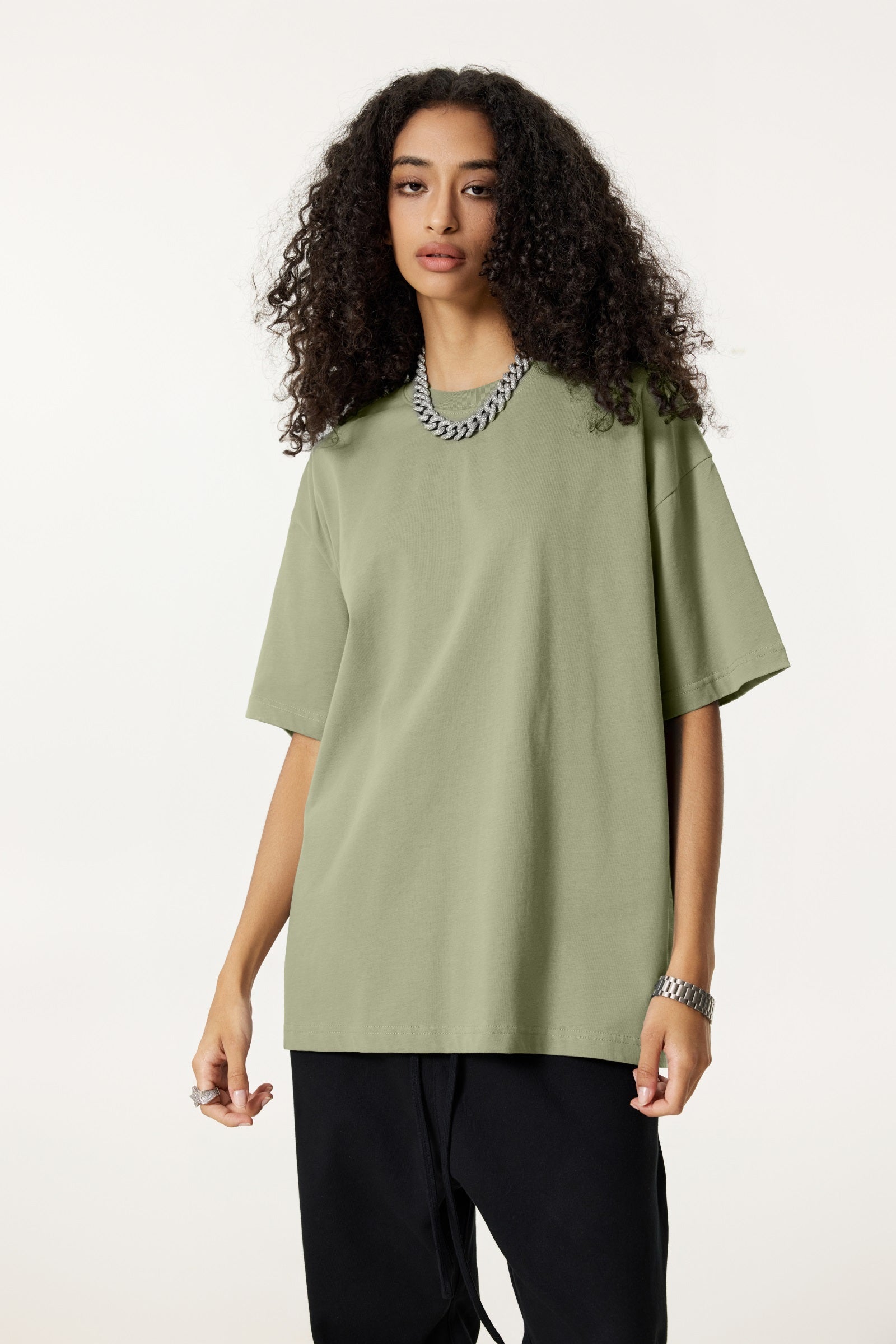 235GSM Women's 30-Color 4-Way Stretch Low-Shrink T-shirt Green