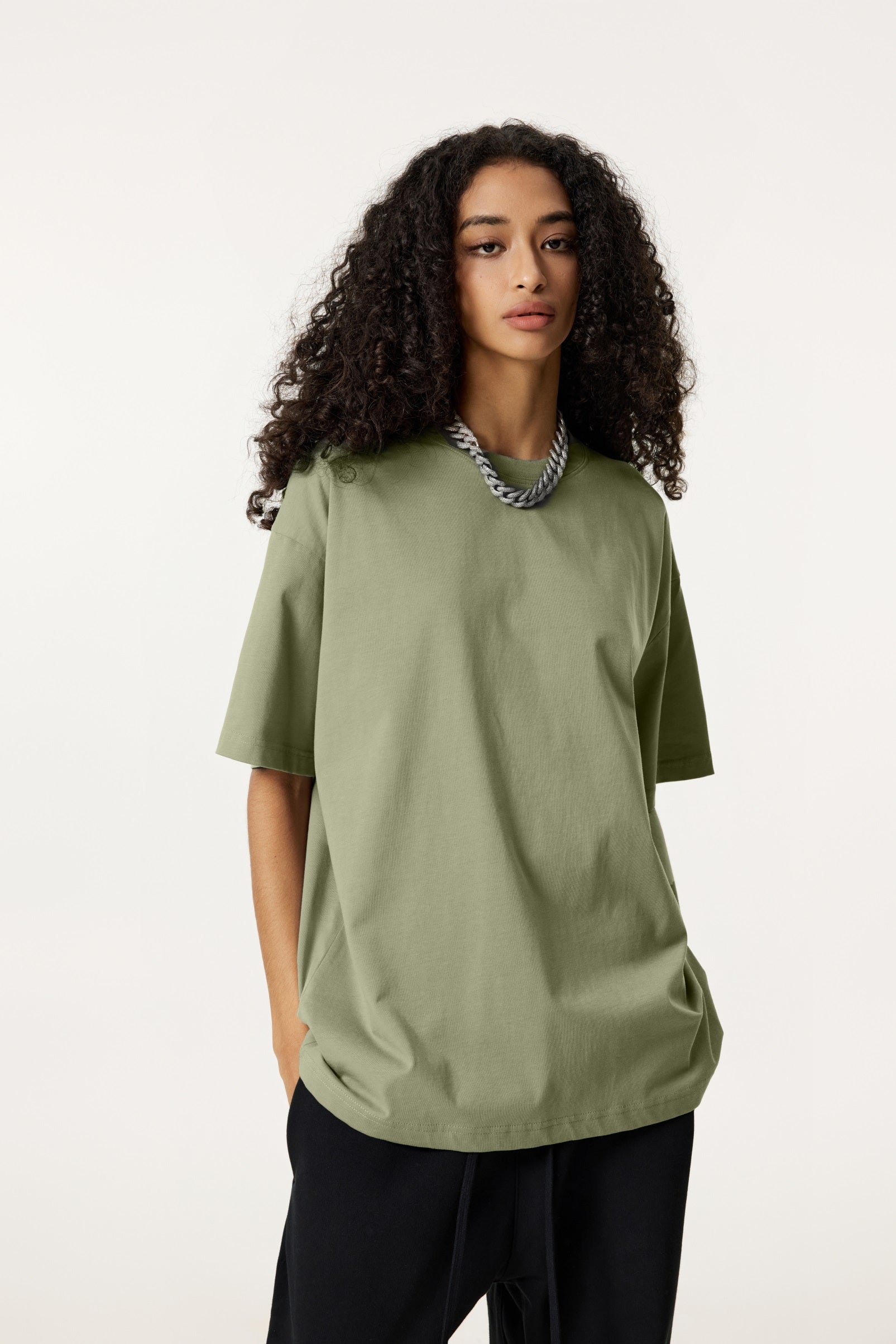 235GSM Women's 30-Color 4-Way Stretch Low-Shrink T-shirt Green