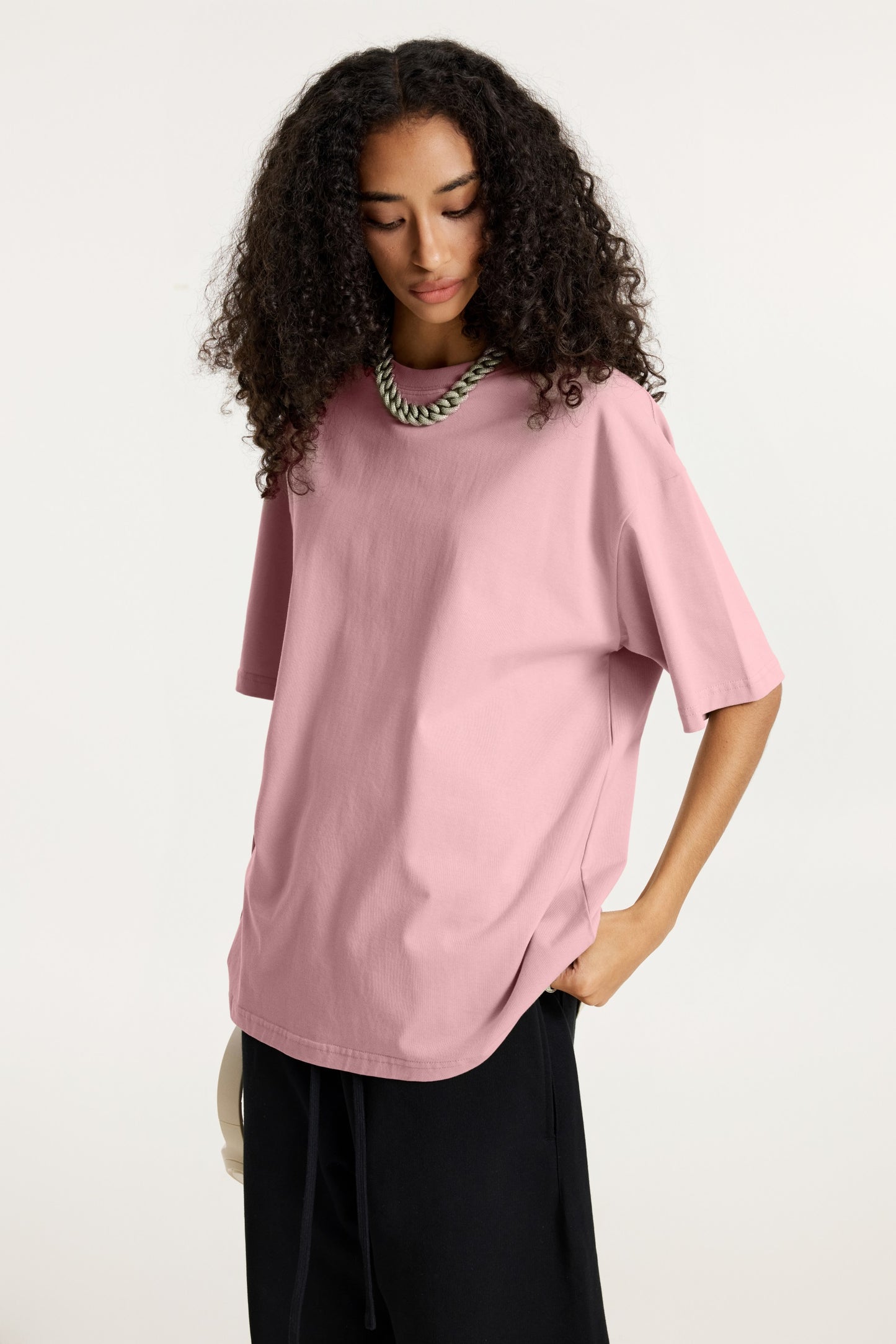 235GSM Women's 30-Color 4-Way Stretch Low-Shrink T-shirt Pink