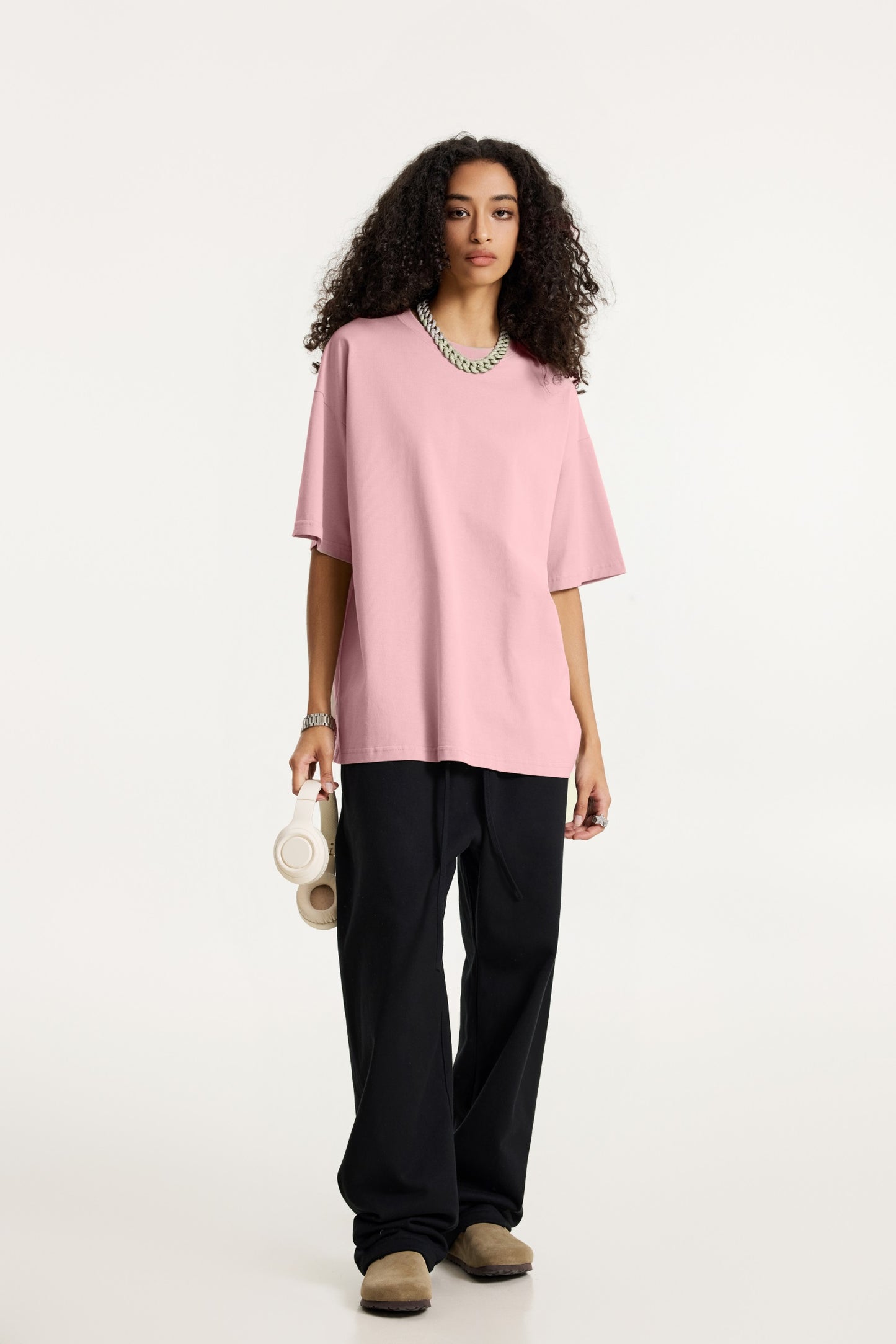 235GSM Women's 30-Color 4-Way Stretch Low-Shrink T-shirt Pink