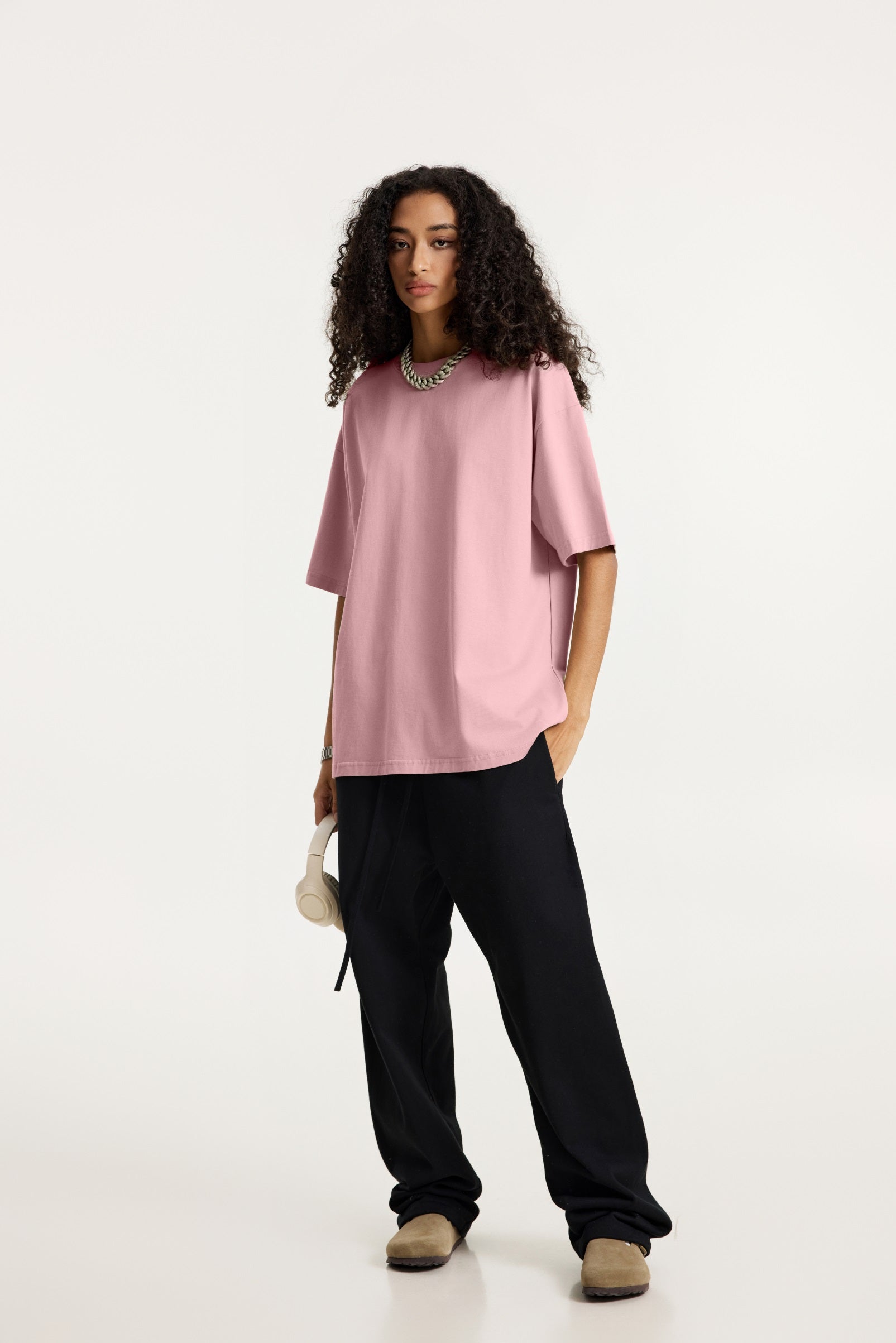235GSM Women's 30-Color 4-Way Stretch Low-Shrink T-shirt Pink