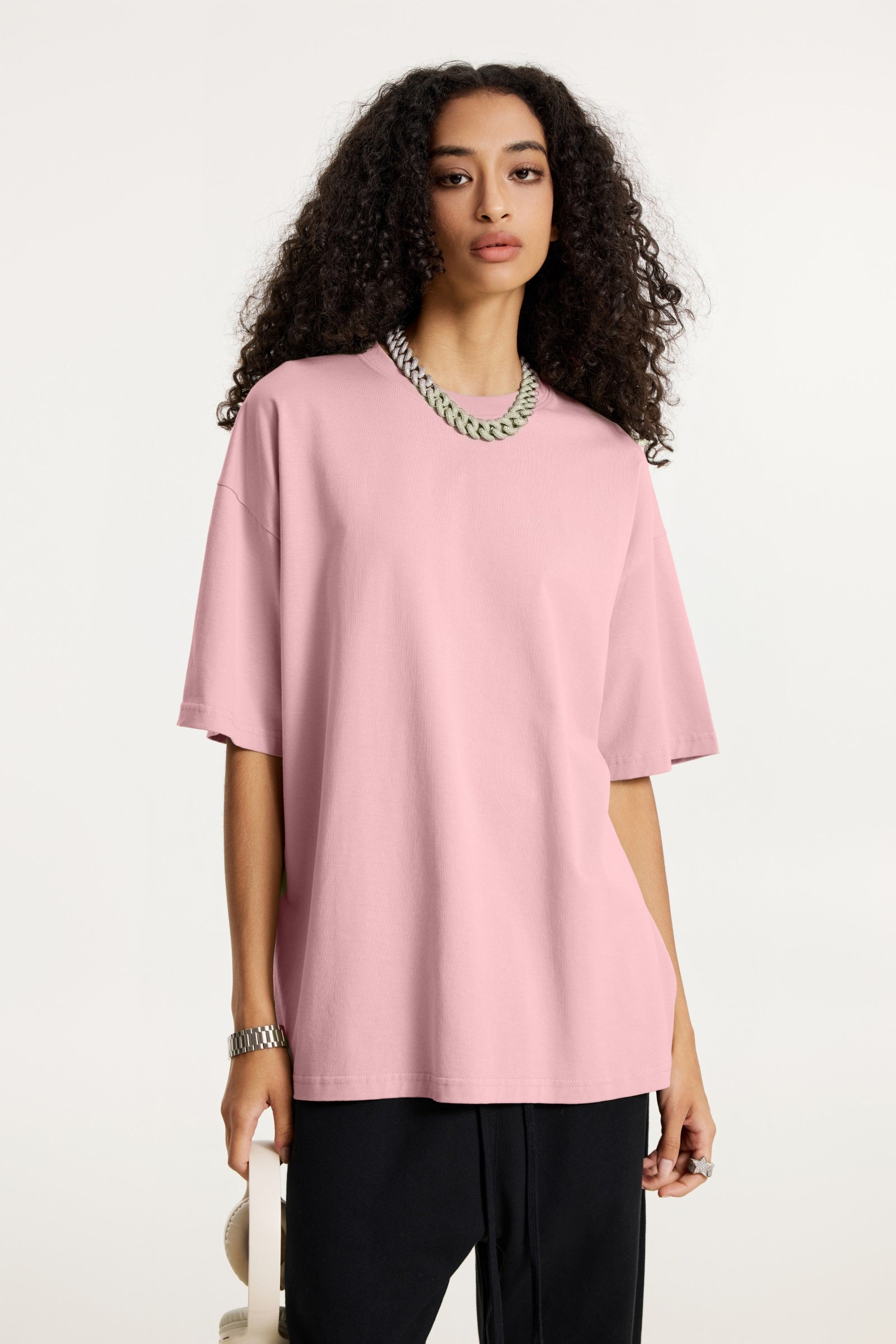 235GSM Women's 30-Color 4-Way Stretch Low-Shrink T-shirt Pink