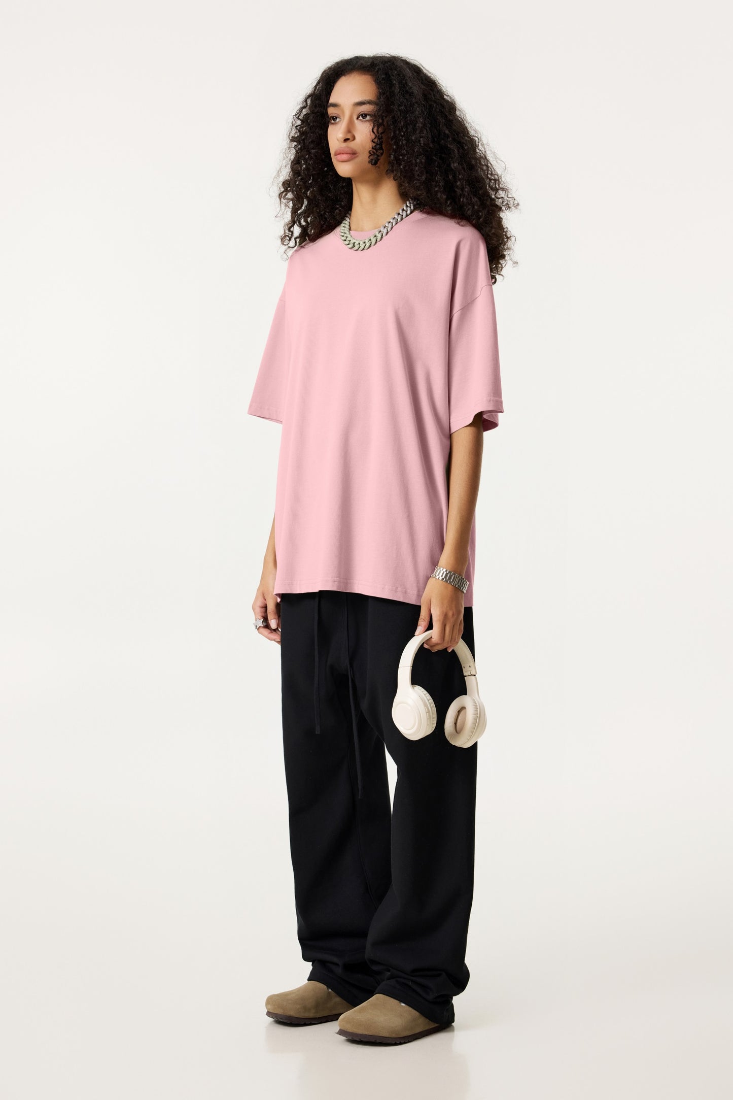 235GSM Women's 30-Color 4-Way Stretch Low-Shrink T-shirt Pink