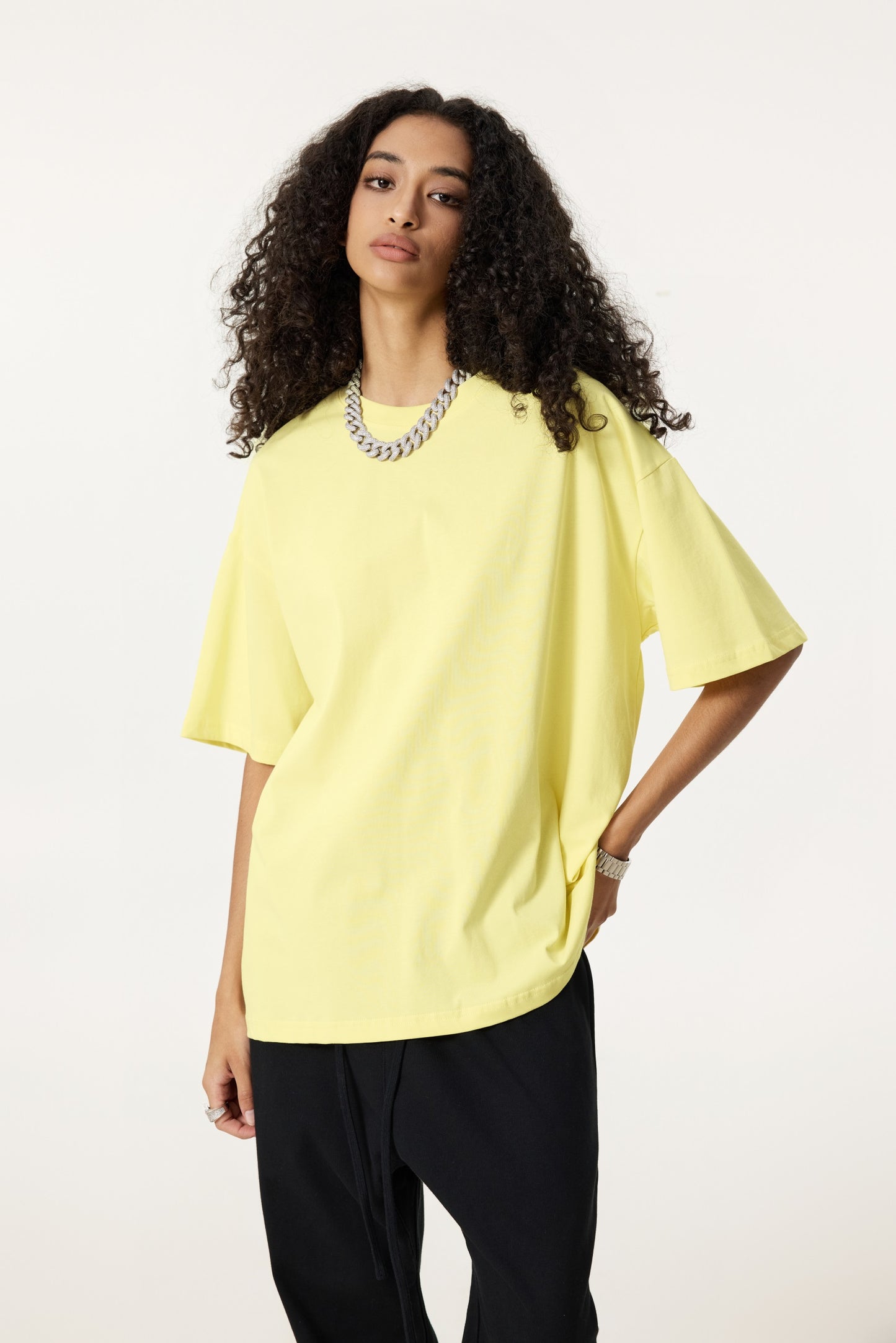 235GSM Women's 30-Color 4-Way Stretch Low-Shrink T-shirt Yellow