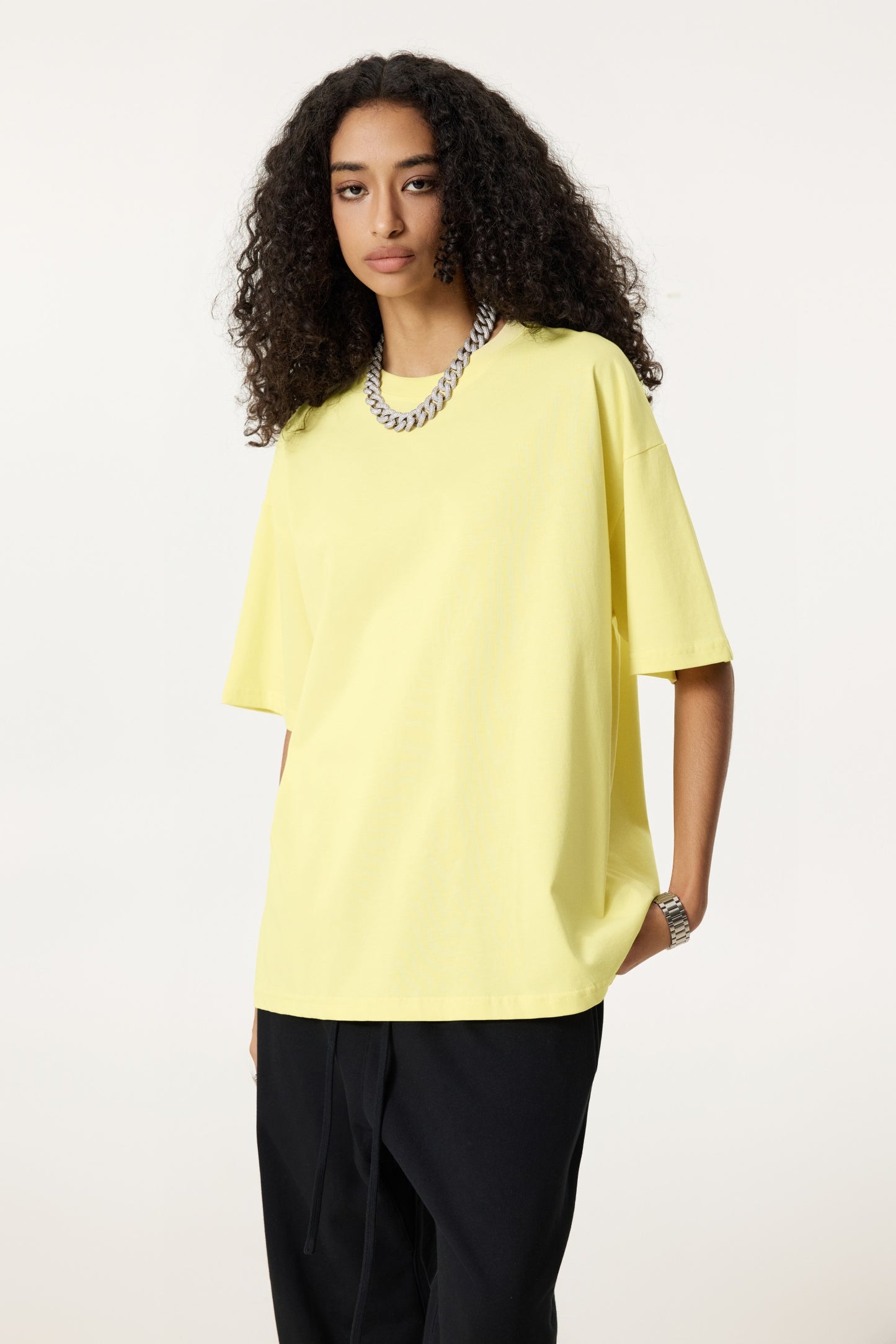 235GSM Women's 30-Color 4-Way Stretch Low-Shrink T-shirt Yellow