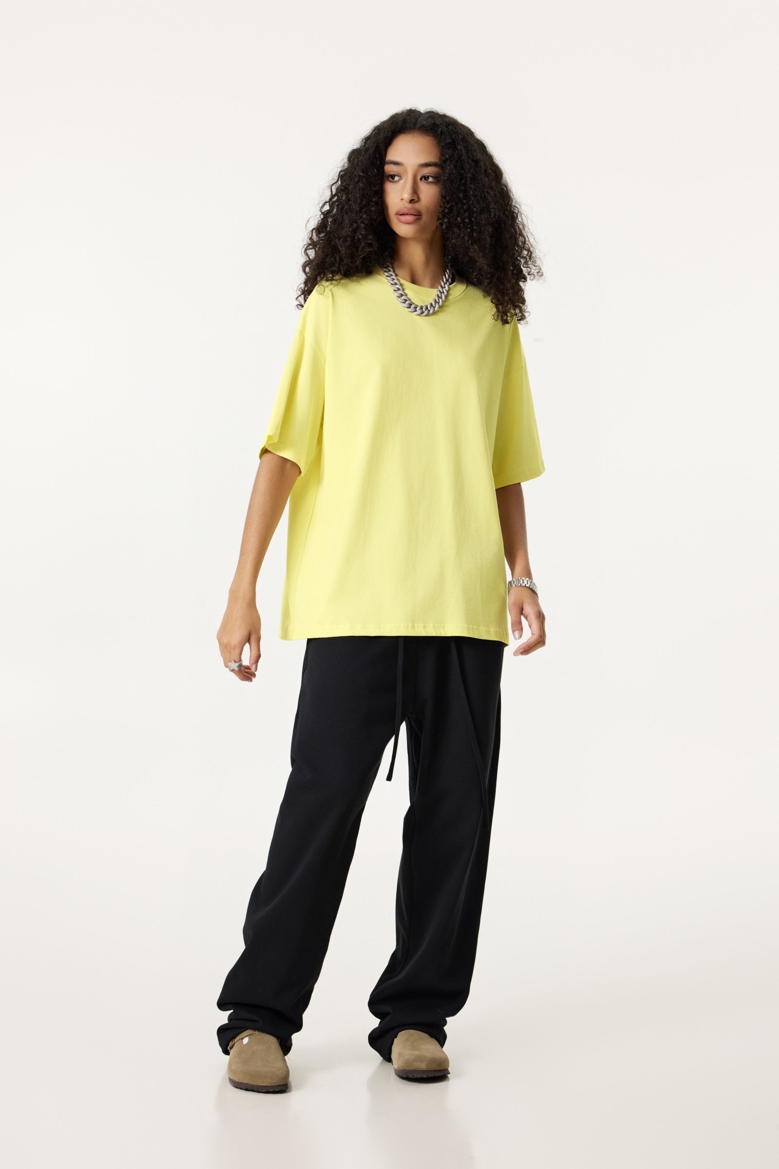 235GSM Women's 30-Color 4-Way Stretch Low-Shrink T-shirt Yellow