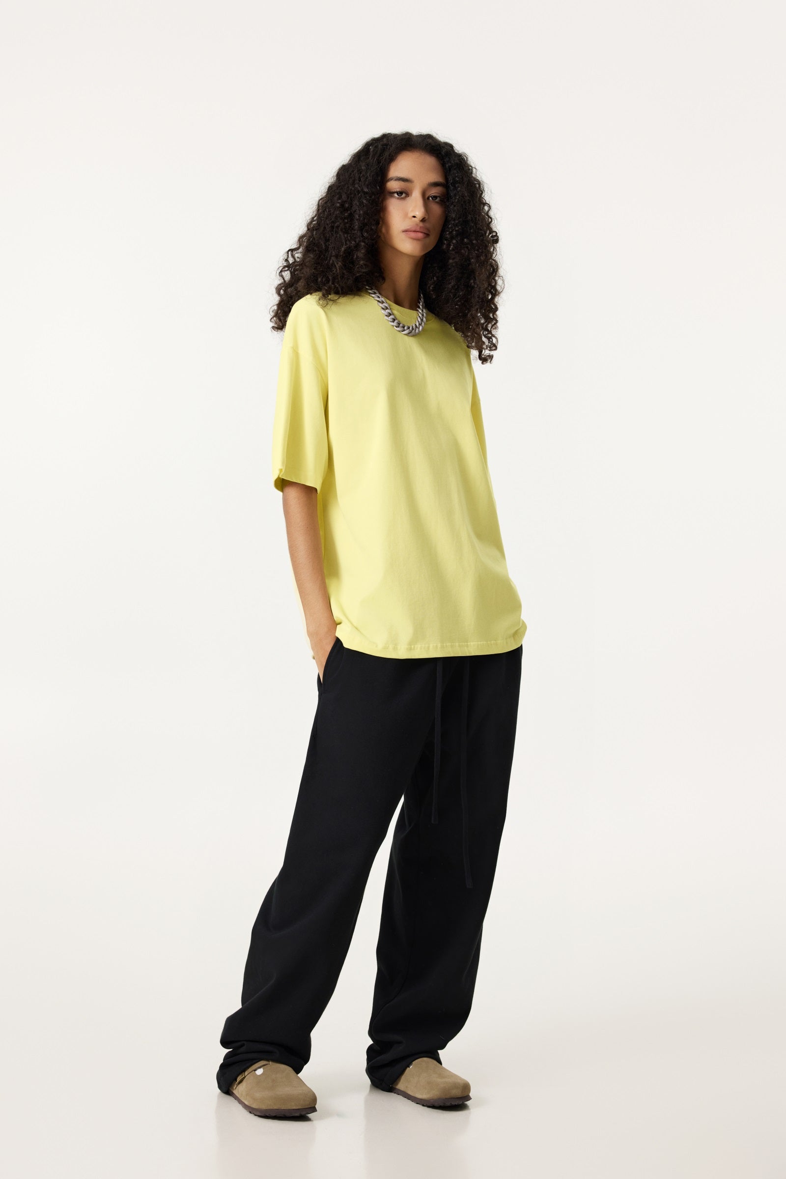 235GSM Women's 30-Color 4-Way Stretch Low-Shrink T-shirt Yellow