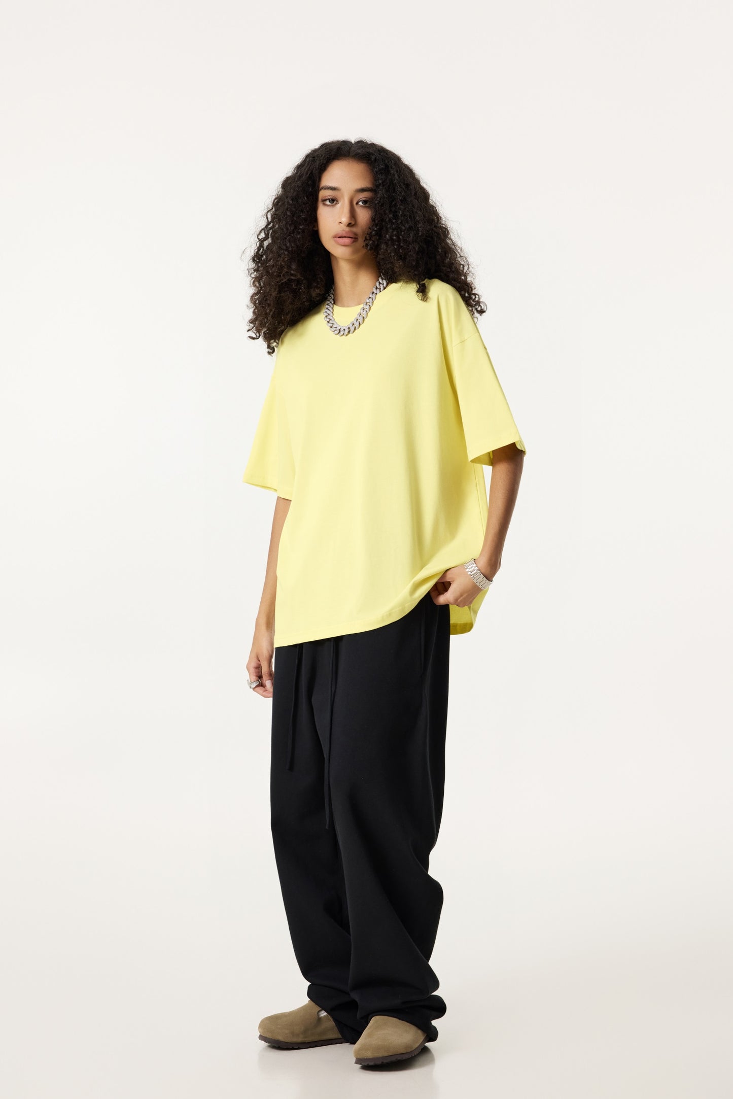 235GSM Women's 30-Color 4-Way Stretch Low-Shrink T-shirt Yellow