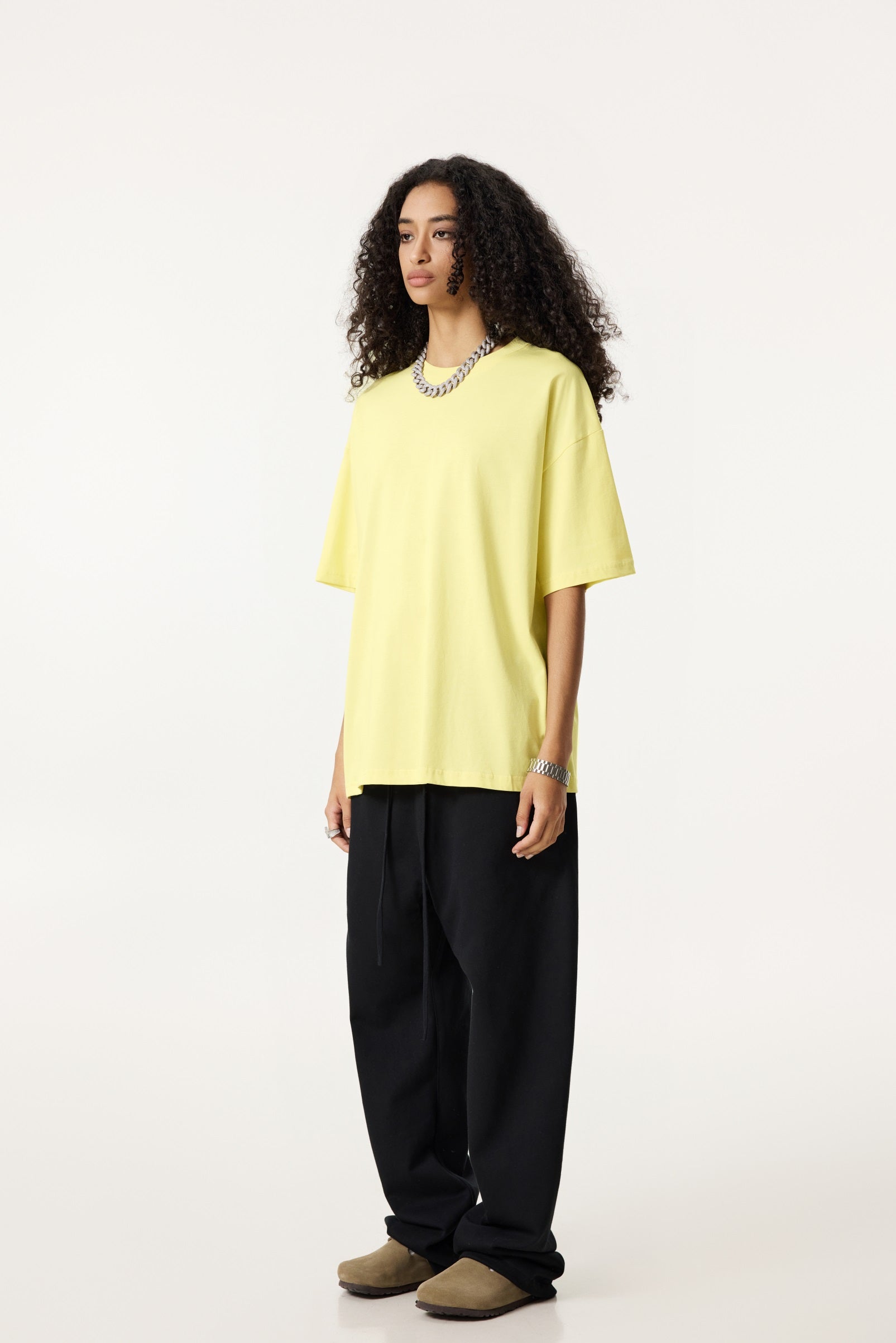 235GSM Women's 30-Color 4-Way Stretch Low-Shrink T-shirt Yellow