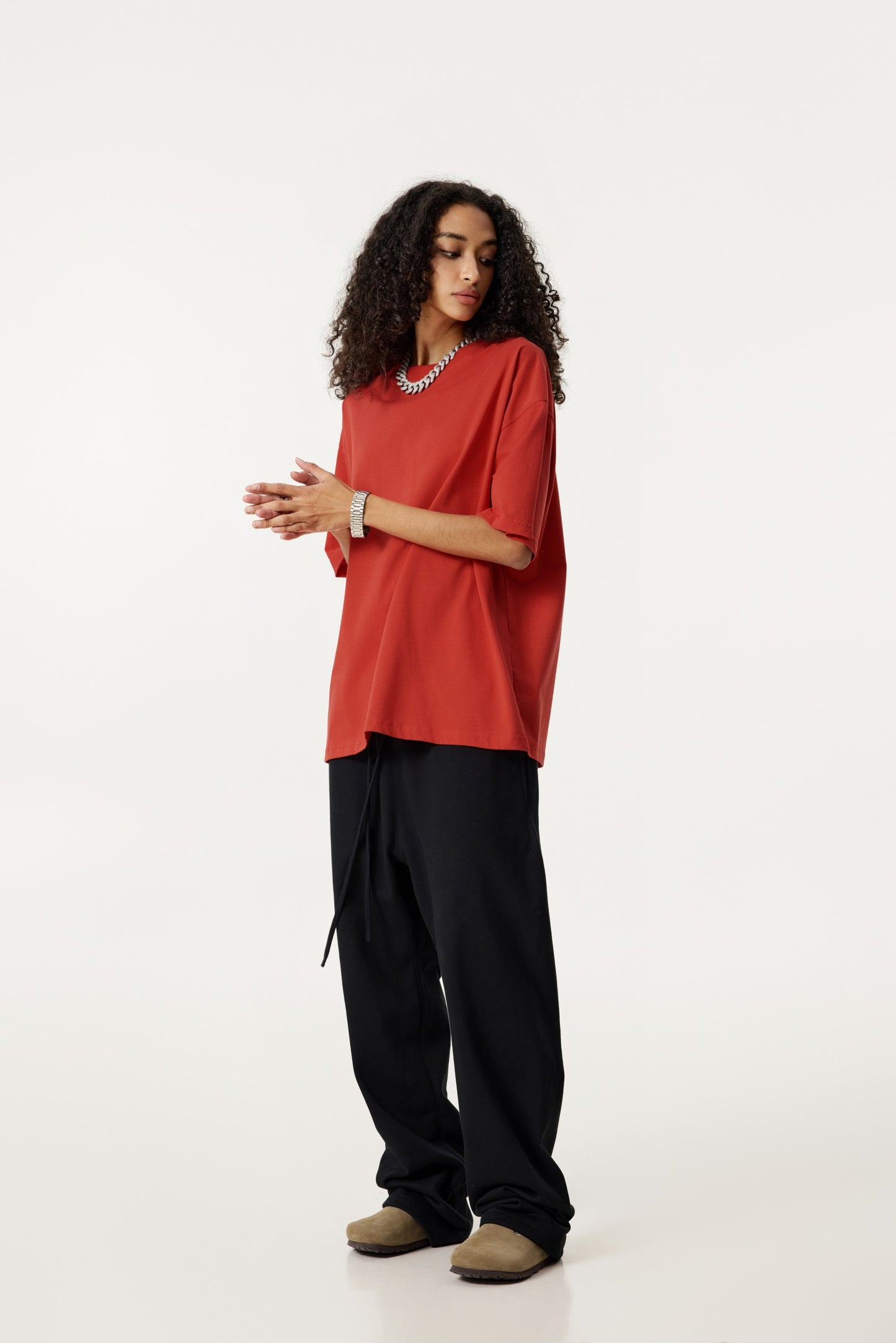 235GSM Women's 30-Color 4-Way Stretch Low-Shrink T-shirt Red