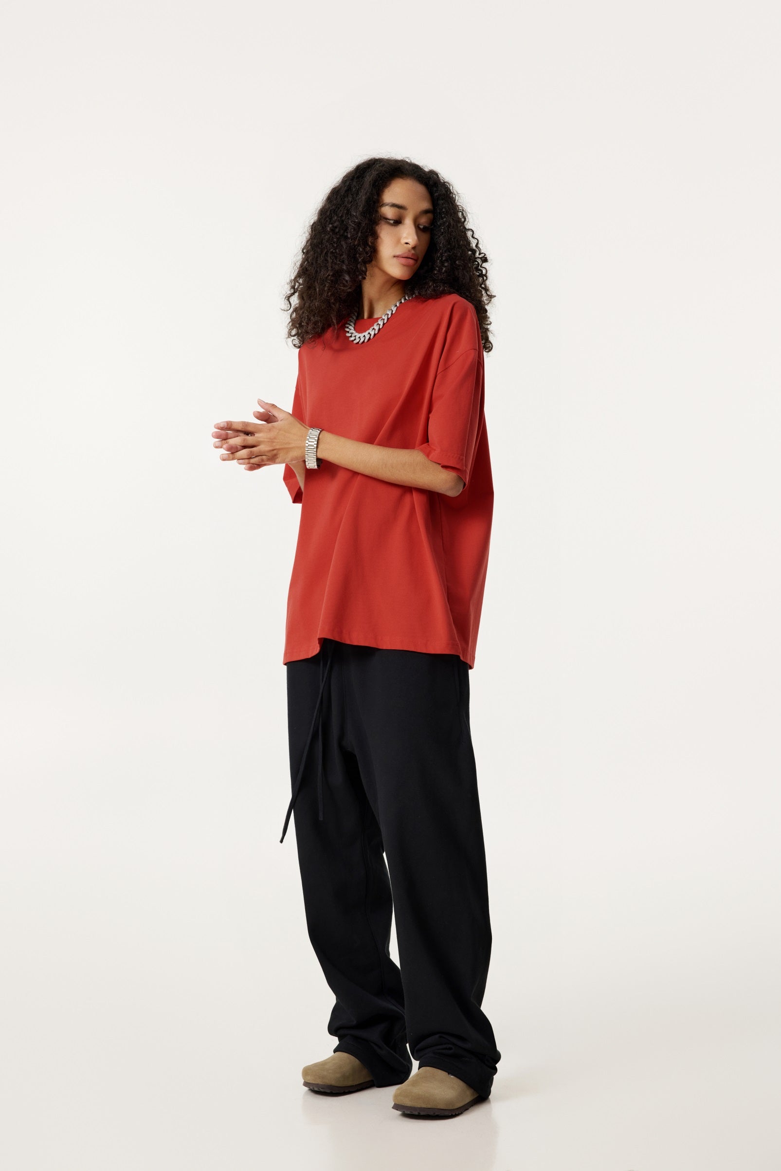 235GSM Women's 30-Color 4-Way Stretch Low-Shrink T-shirt Red